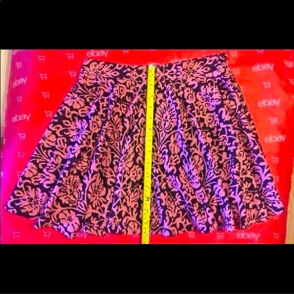 Ya Los Angeles pink & black damask circle pin up A line retro boho skirt S NEW - Picture 2 of 8